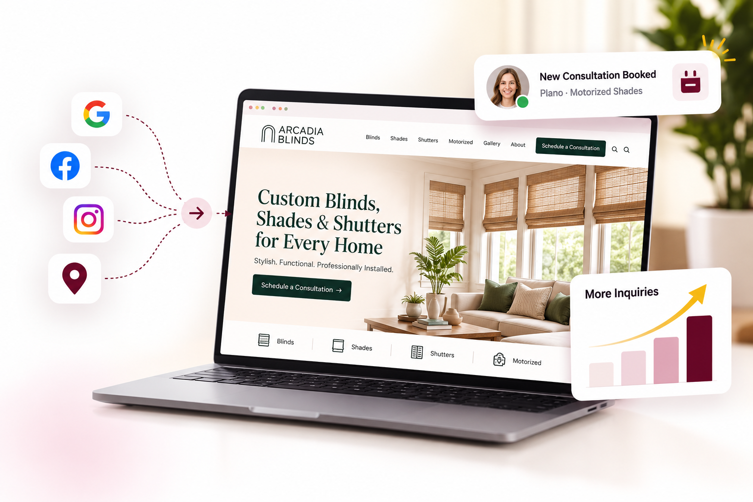 Landing page Yay Blitz built for Arcadia Blinds